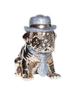 Plus Bulldog With Rhinestone Hat & Tie Home