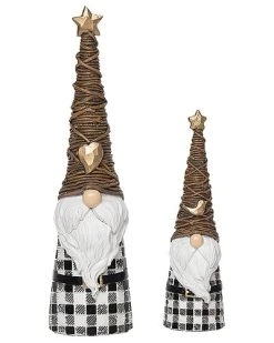 Resin 12.75in Multicolored Christmas Twig Tree Hat Gnome Figurine Set Of 2 Home