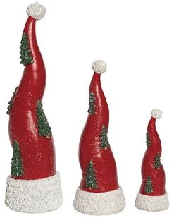 Resin 12in Christmas Santa Hat Decors Set Of 3 Home