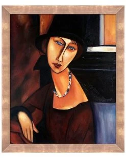 La Pastiche Jeanne Hebuterne With Hat & Necklace Framed Wall Art By Amedeo Modigliani Home