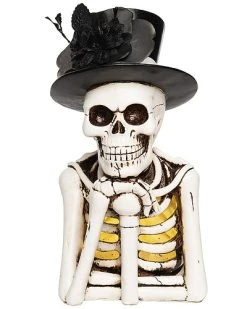 Resin 14In Multicolored Halloween Light Up Top Hat Skeleton Decor Home