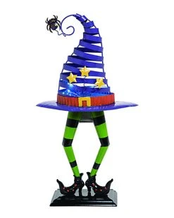 Metal 28in Multicolor Halloween Light Up Witch Hat With Legs Home
