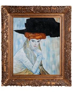 Hand-Painted Museum Masters "Black Feather Hat" By Gustav Klimt Home