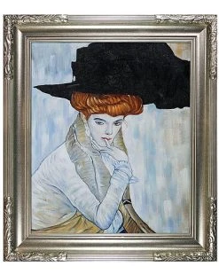 Hand-Painted Museum Masters "Black Feather Hat Hand" By Gustav Klimt Home