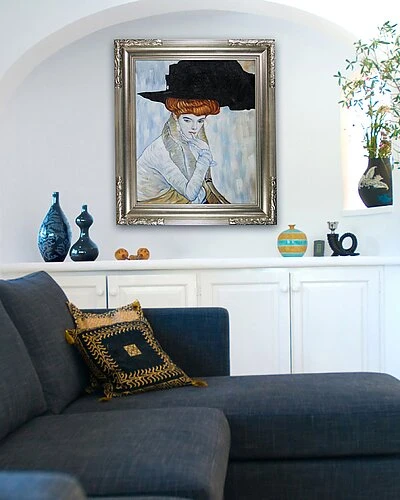 Hand-Painted Museum Masters "Black Feather Hat Hand" By Gustav Klimt Home - Image 2